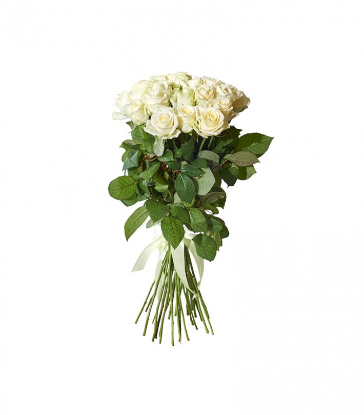 זר ורדים לבן שלג זר פרחים - ורדים לבנים