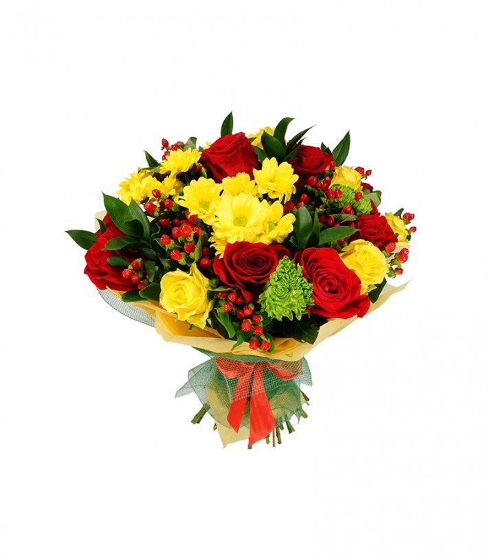 זר אדום צהוב זר פרים - אדום צהוב