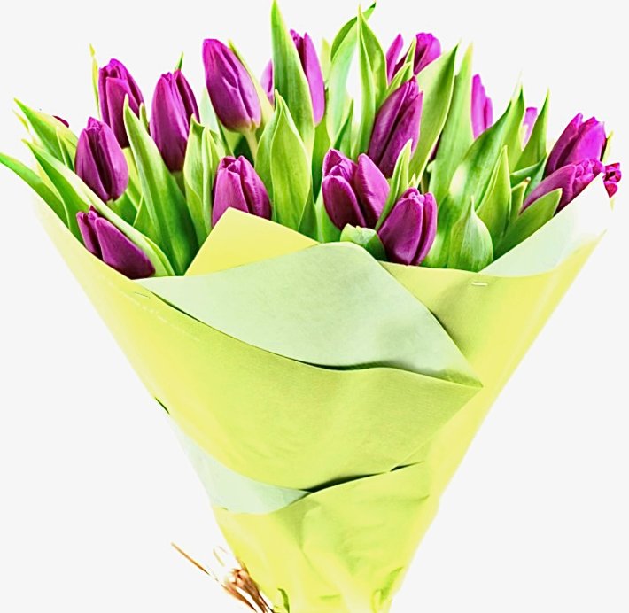 זר מרהיב של פרחי צבעונים סגולים עטוף בנייר ירוק, עם עלים ירוקים רעננים להשלמת המראה האלגנטי והטבעי